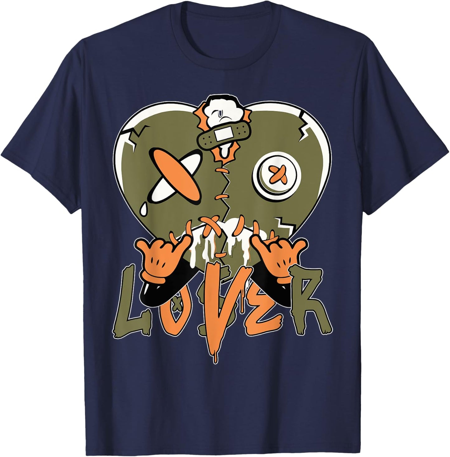 Loser Lover Drip Heart Olive Green 5s Matching Women T-Shirt - T-Shirt | Navy