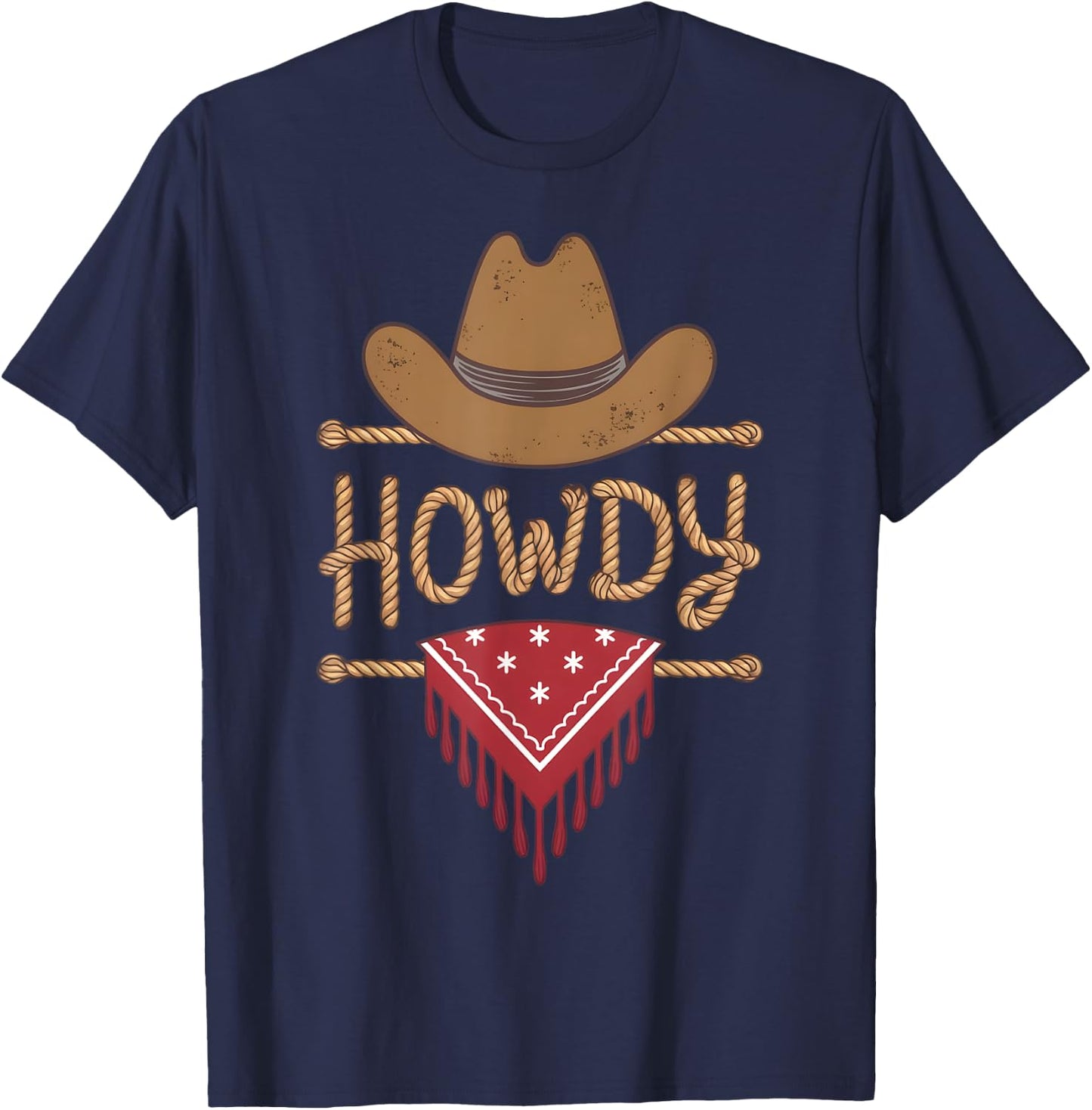 Cowboy Hat Cowgirl Country Chic Rodeo Rustic Western Howdy T-Shirt - T-Shirt | Navy