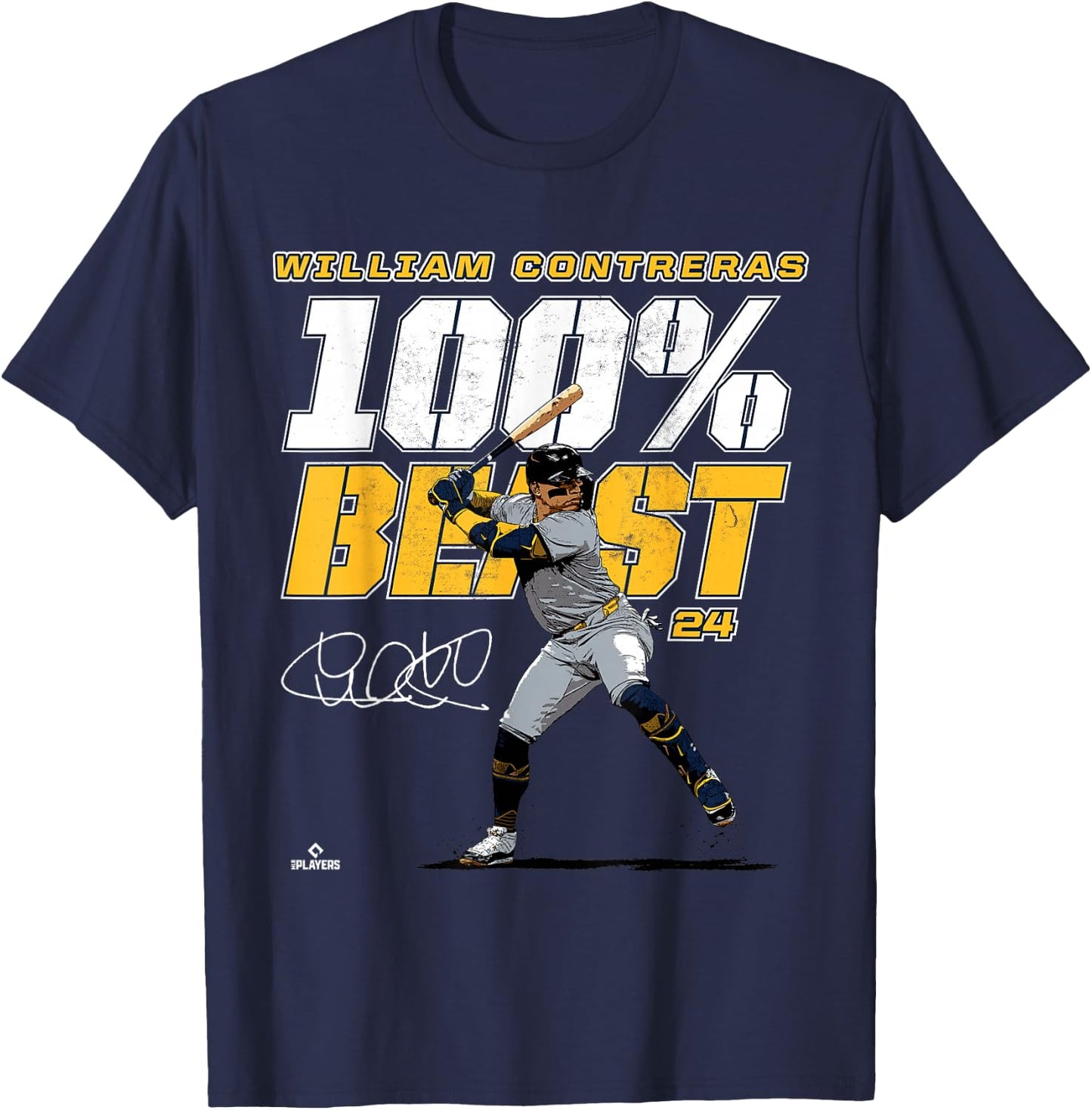 100% Beast William Contreras Milwaukee MLBPA T-Shirt - T-Shirt | Navy