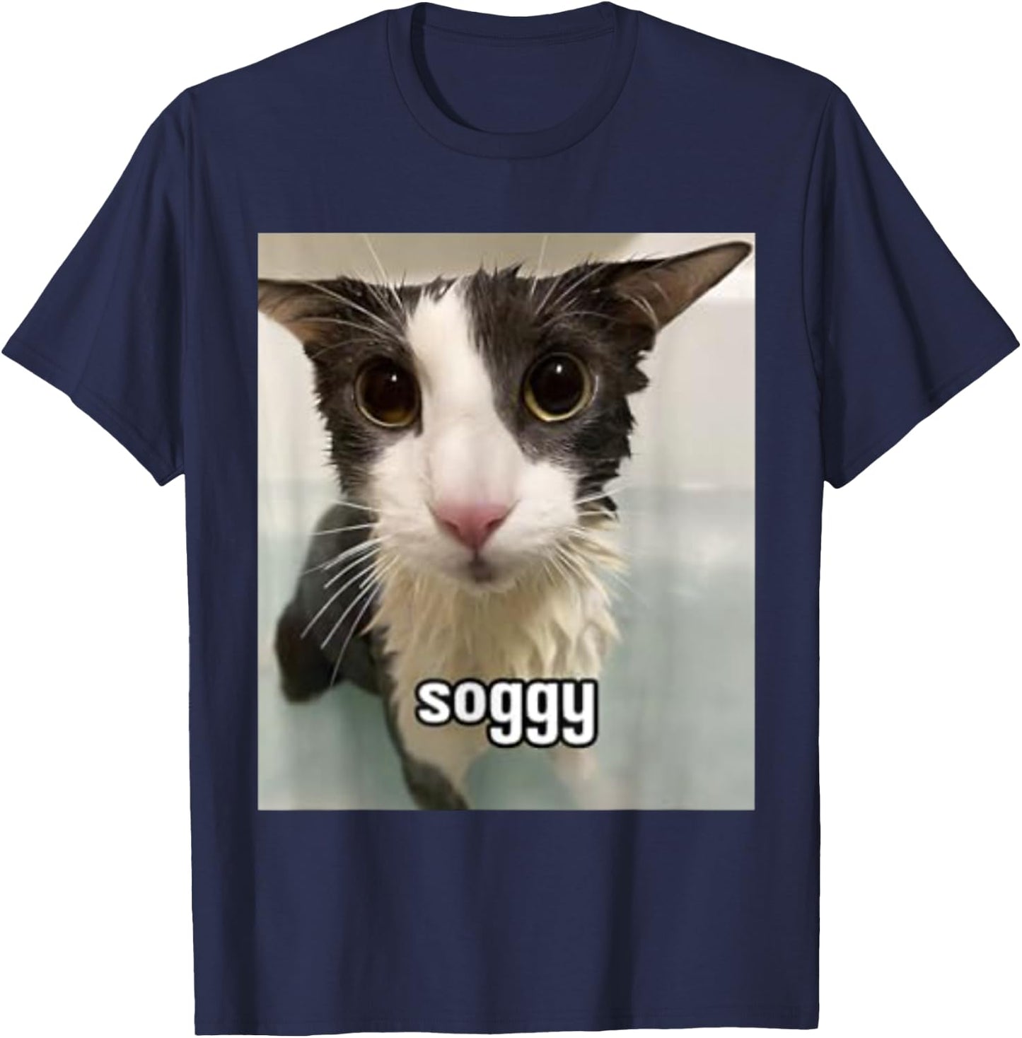 Silly Soggy Cat Funny T-Shirt - T-Shirt | Navy