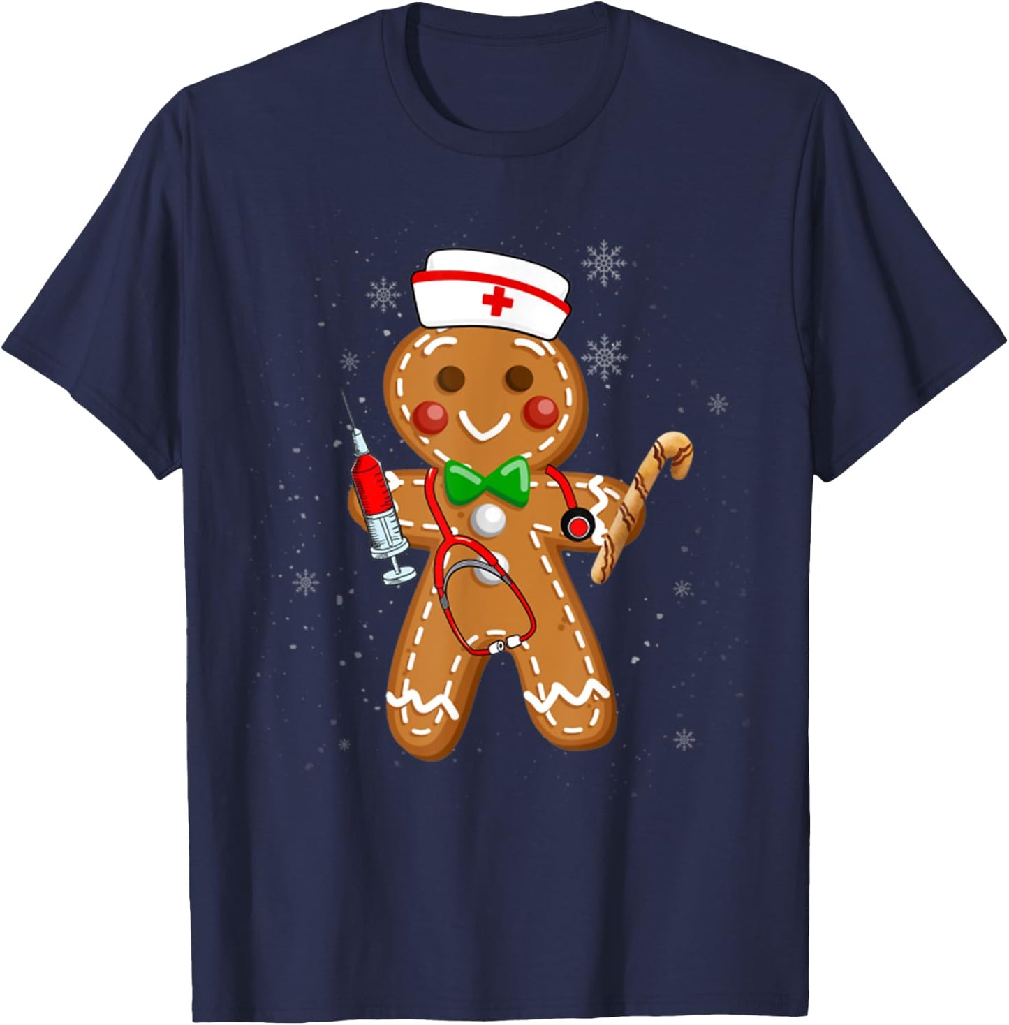 Christmas Gingerbread Nurse Cookie Costume Baking Xmas T-Shirt - T-Shirt | Navy