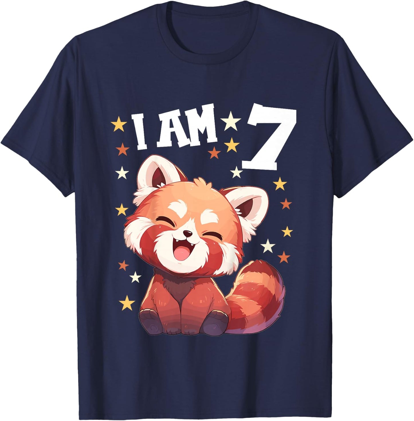 Kids 7 Years old 7 birthday Red Pandas Boy Girl Red Panda T-Shirt - T-Shirt | Navy