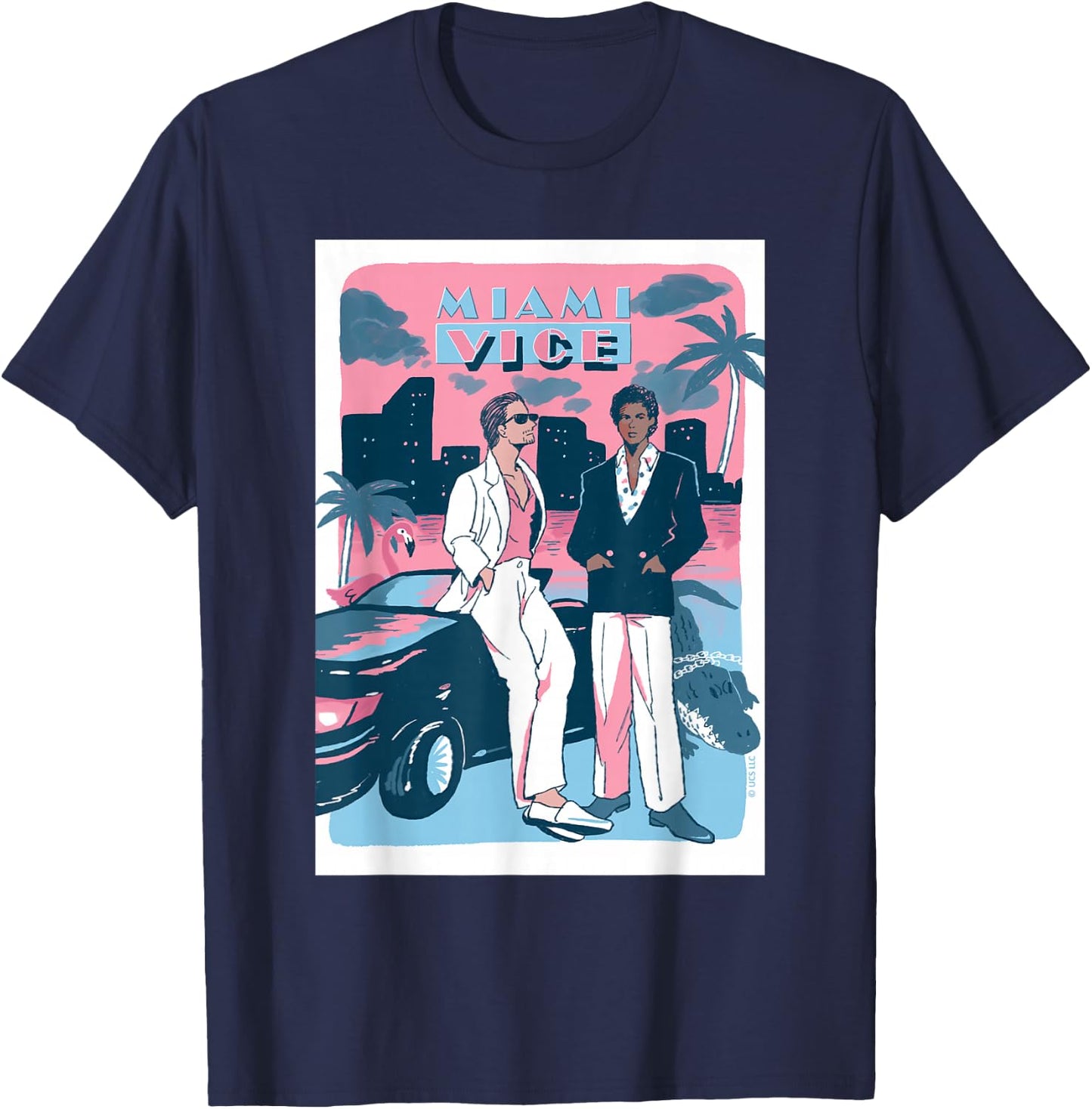 Retro Miami Vice Vibes 80s Aesthetic Style T-Shirt - T-Shirt | Navy