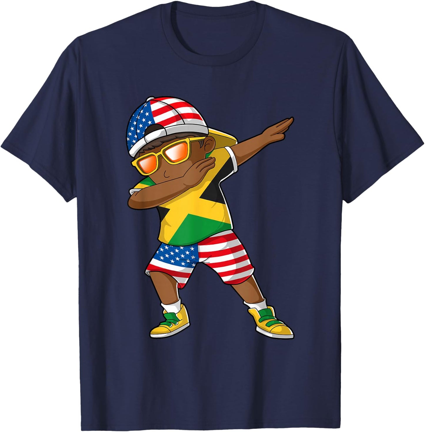 Half American Half Jamaican Boy Kid Jamaica Flag Patriotic Small T-Shirt - T-Shirt | Navy