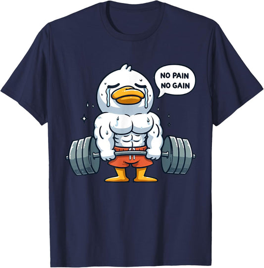 No Pain No Gain Funny Duck - Gym Workout & Fitness Training T-Shirt - T-Shirt | Navy