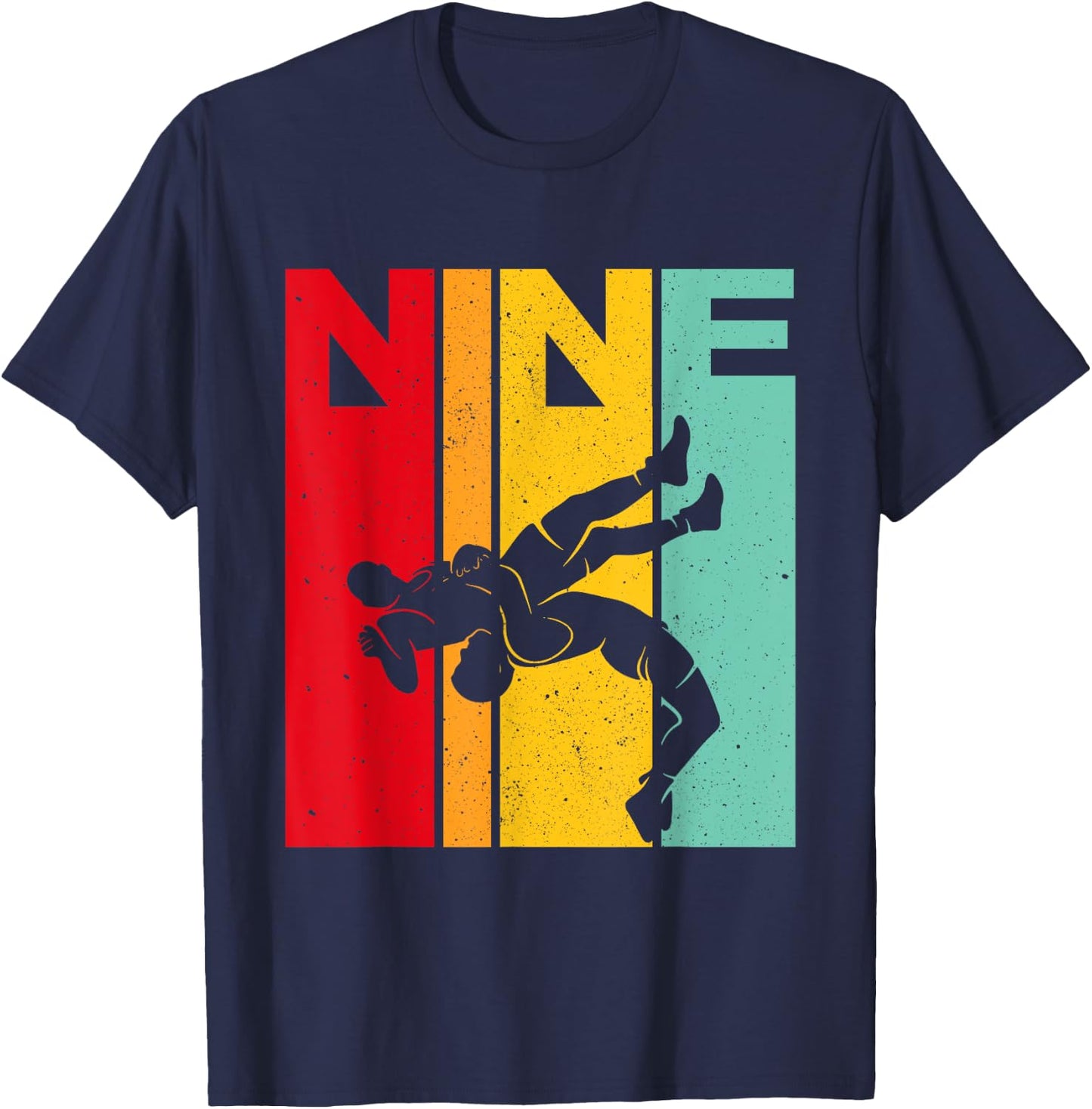 9th Retro Wrestling Theme 9 Year Old Kids Birthday T-Shirt - T-Shirt | Navy
