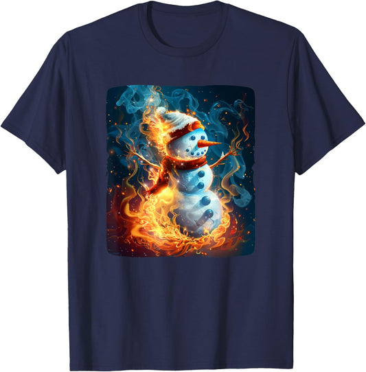 Burning Snowman Outfit for Adults and Kids T-Shirt - T-Shirt | Navy