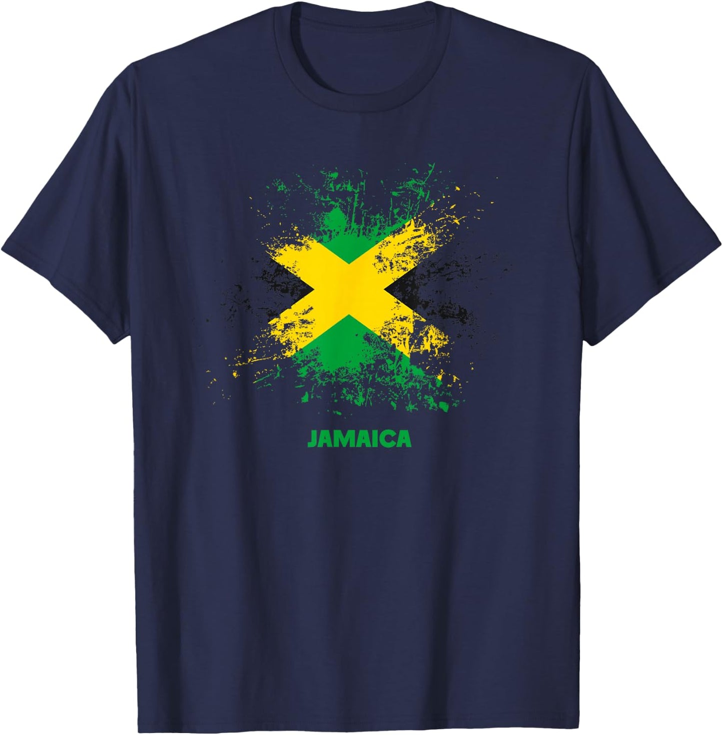 Jamaican Splatter Flag, Vintage Jamaica Flag T-Shirt - T-Shirt | Navy