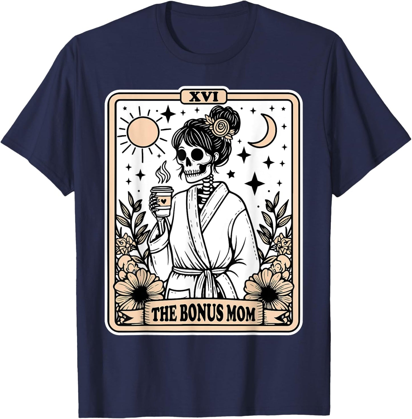 The Bonus Mom Tarot Card Skeleton Stepmom Witchy Vibes T-Shirt - T-Shirt | Navy