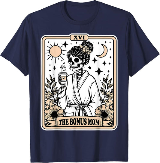 The Bonus Mom Tarot Card Skeleton Stepmom Witchy Vibes T-Shirt - T-Shirt | Navy