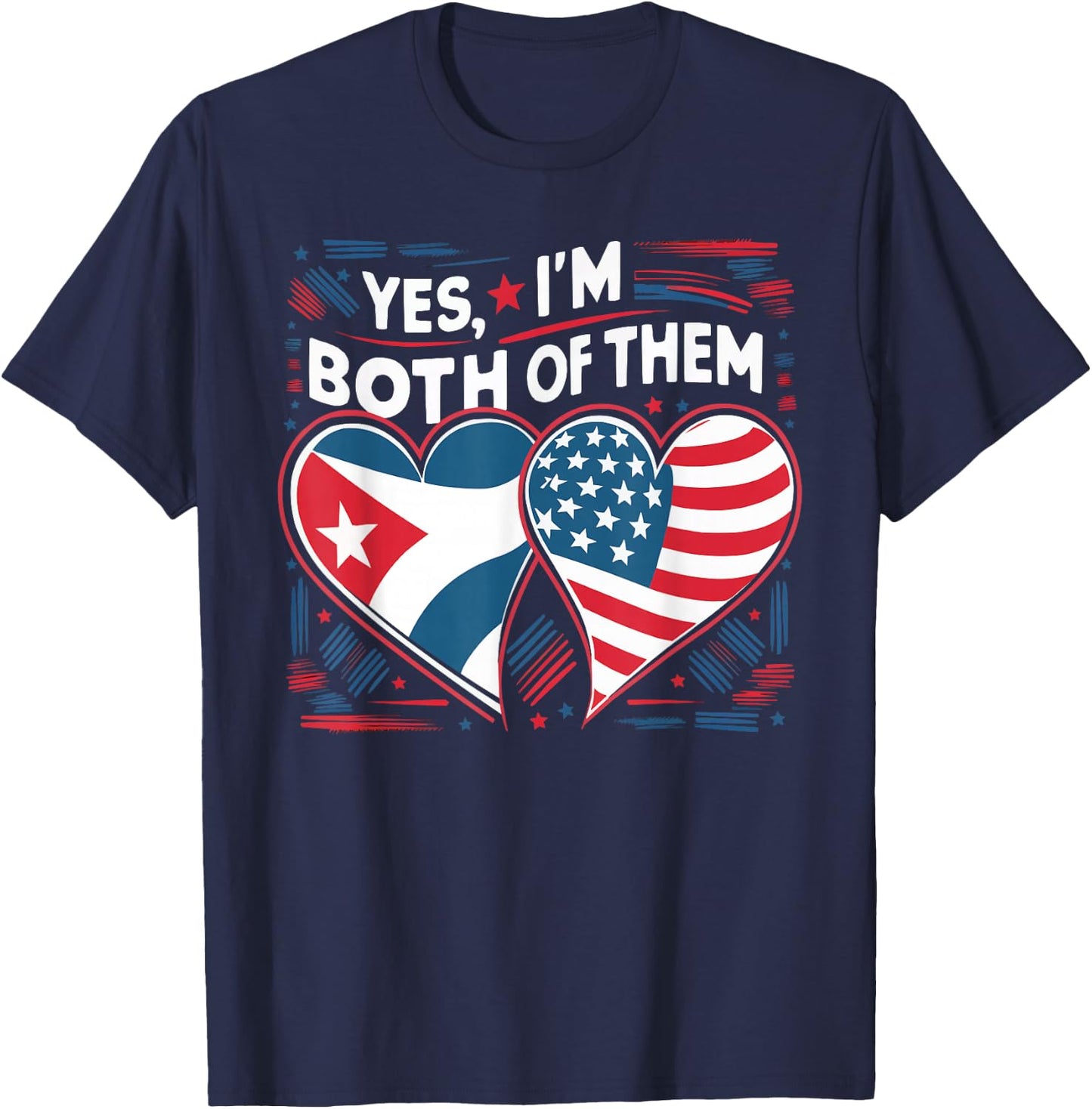 Half Cuban Half American USA Flag Cuba America T-Shirt - T-Shirt | Navy