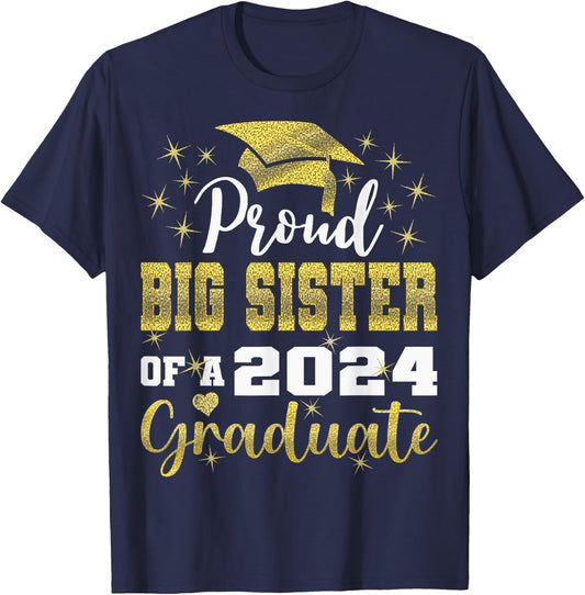Super Proud Big Sister 2024 Graduate Awesome Family College T-Shirt - T-Shirt | Navy