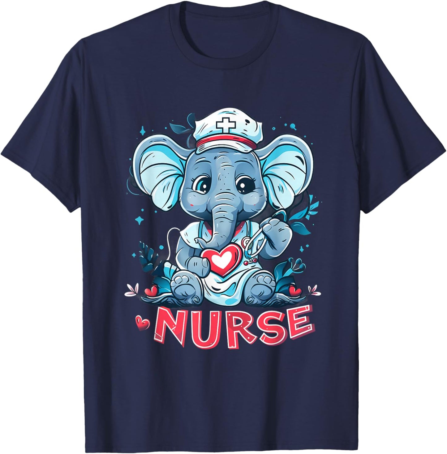 Nurse Elephant Medical Elephant Nursing School Stethoscope T-Shirt - T-Shirt | Navy