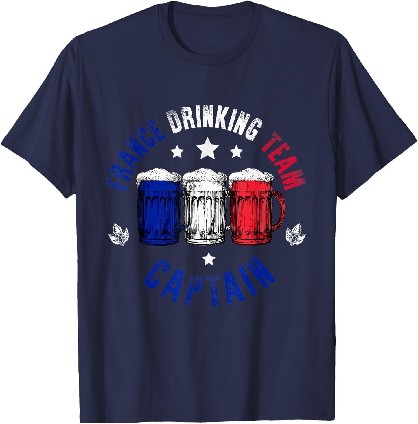 Drink Beer Can France Flag Funny Drinking France Team T-Shirt - T-Shirt | Navy