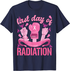 Women Strength Last Day of Radiation Breast Cancer Survivors T-Shirt - T-Shirt | Navy
