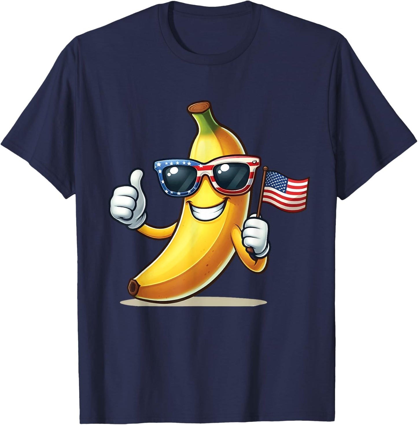 Patriotic Banana 4th Of July American Flag USA Sunglasses T-Shirt - T-Shirt | Navy
