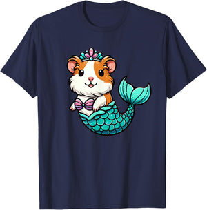 Guinea Pig Mermaid Pet Funny Mythical Creature T-Shirt - T-Shirt | Navy