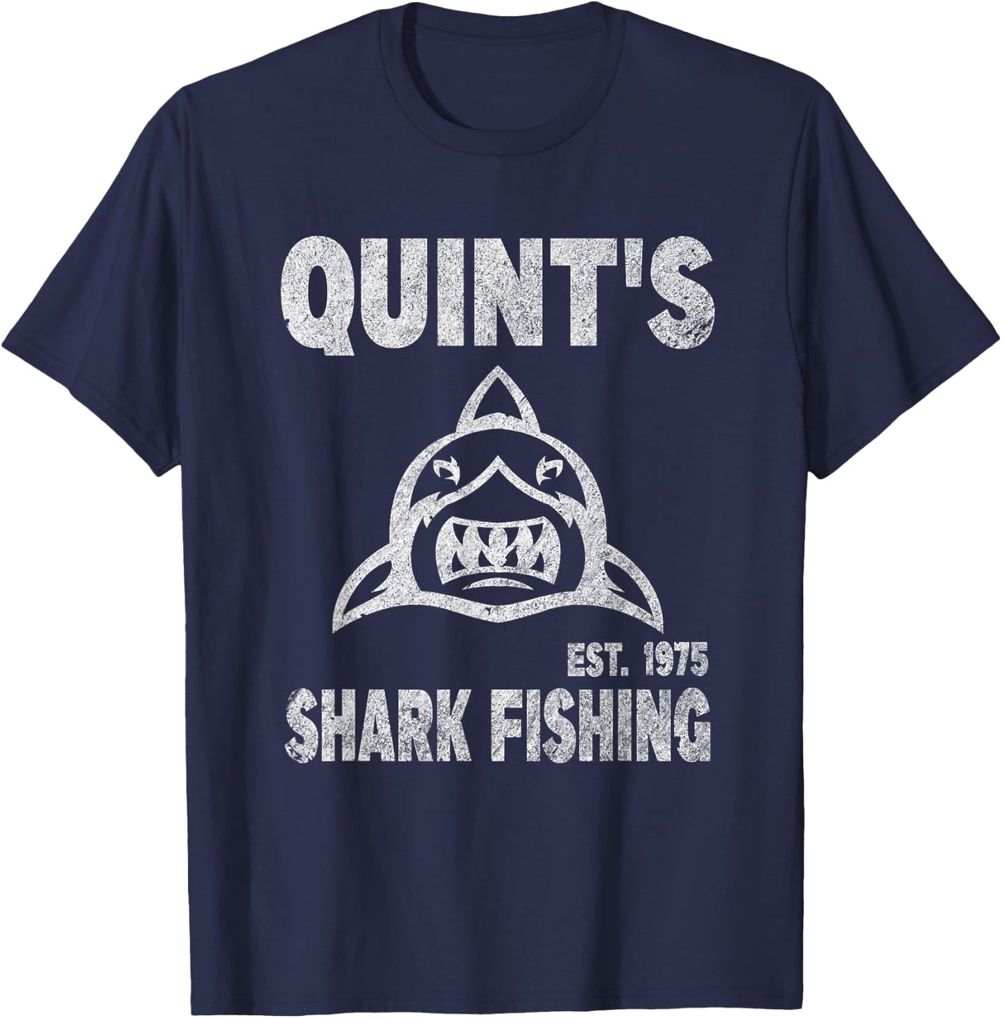 Vintage Quint's Shark Fishing 1975 Retro T-Shirt - T-Shirt | Navy