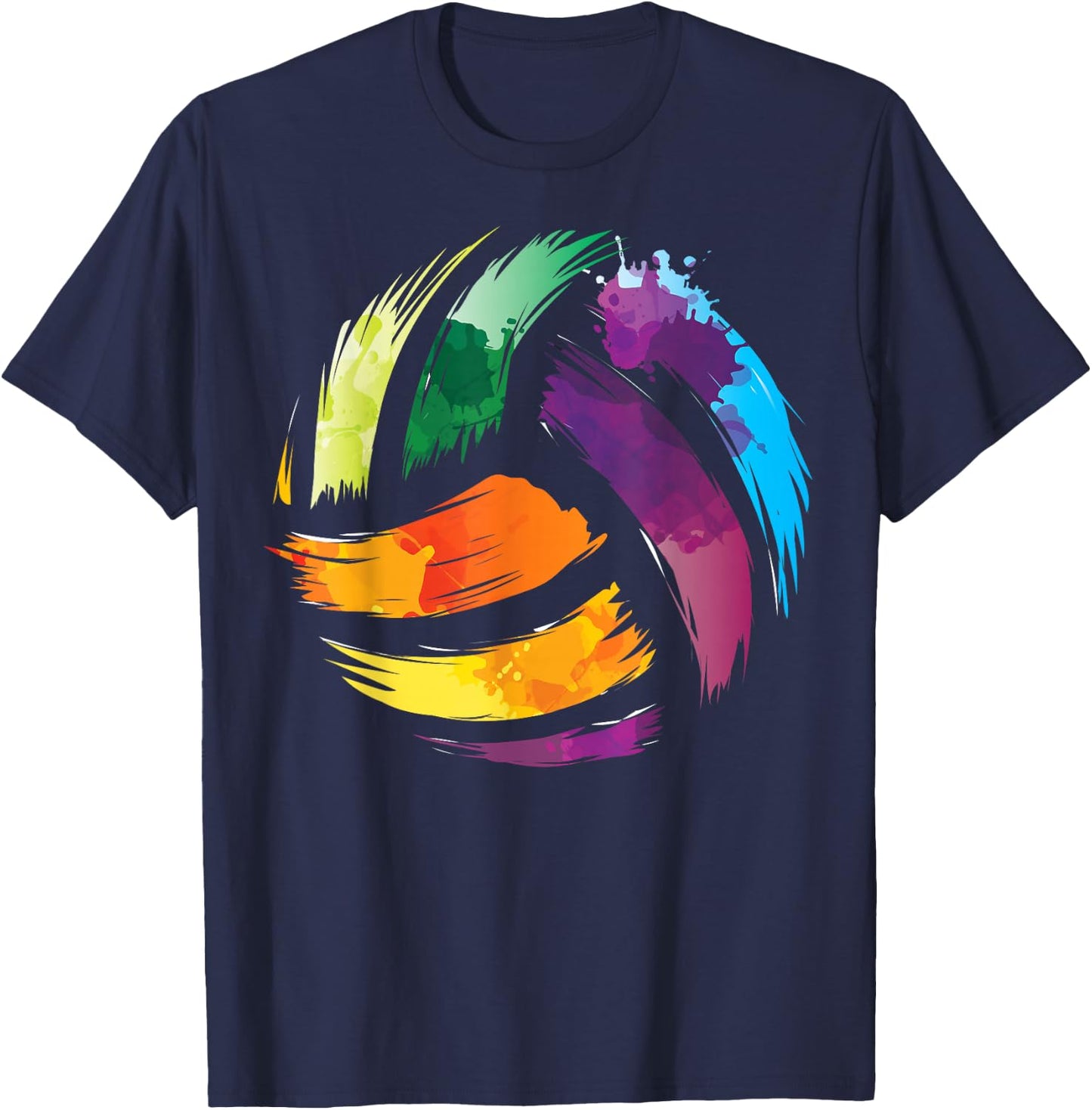Colorful Volleyball | Cute Colorsplash Ball Gift Small T-Shirt - T-Shirt | Navy