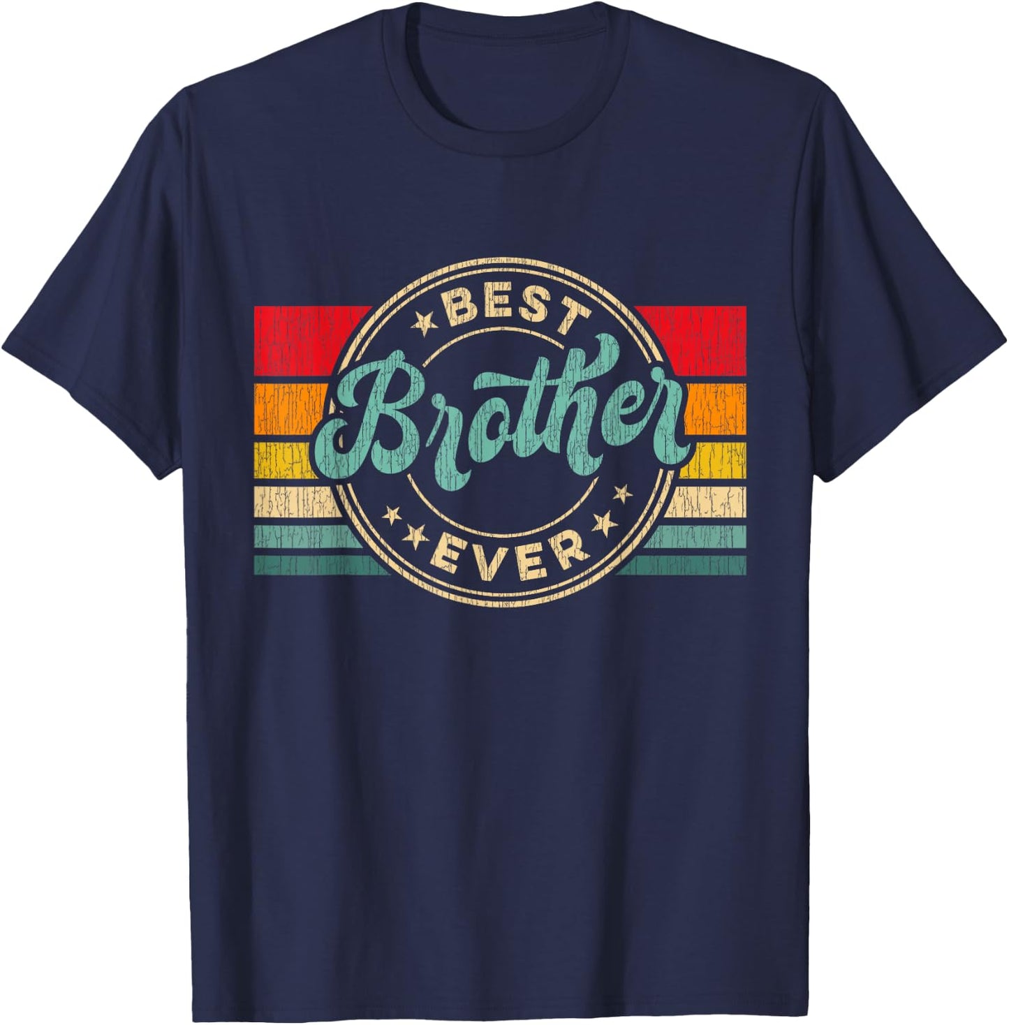 Best Brother Ever Vintage Retro Brother Gift T-Shirt - T-Shirt | Navy