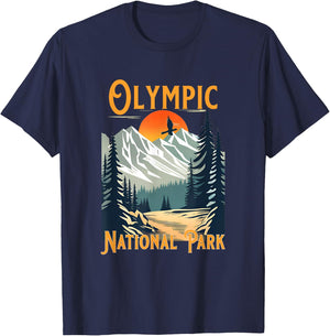 Vintage Olympic National Park Souvenir Hiking T-Shirt - T-Shirt | Navy