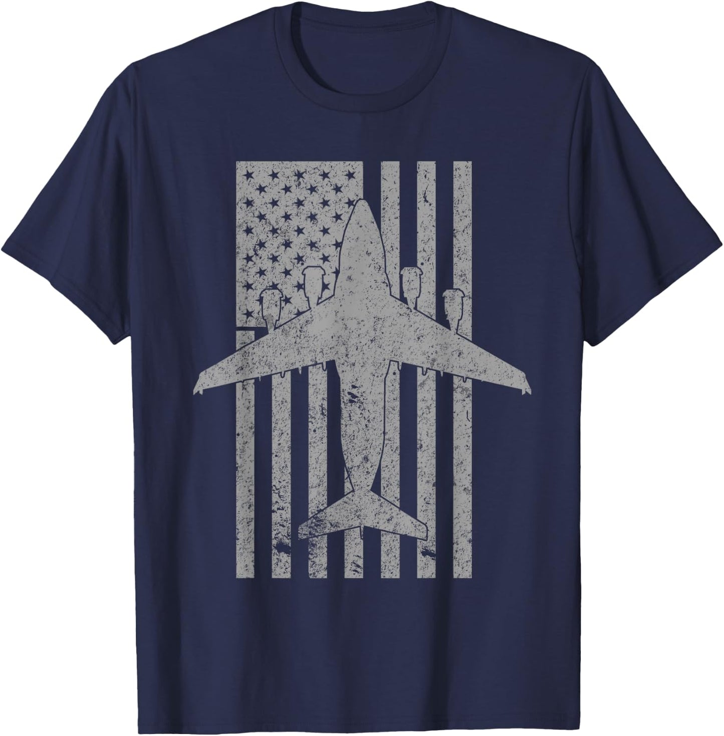 C-17 Globemaster Military Transport Airplane Flag T-Shirt - T-Shirt | Navy