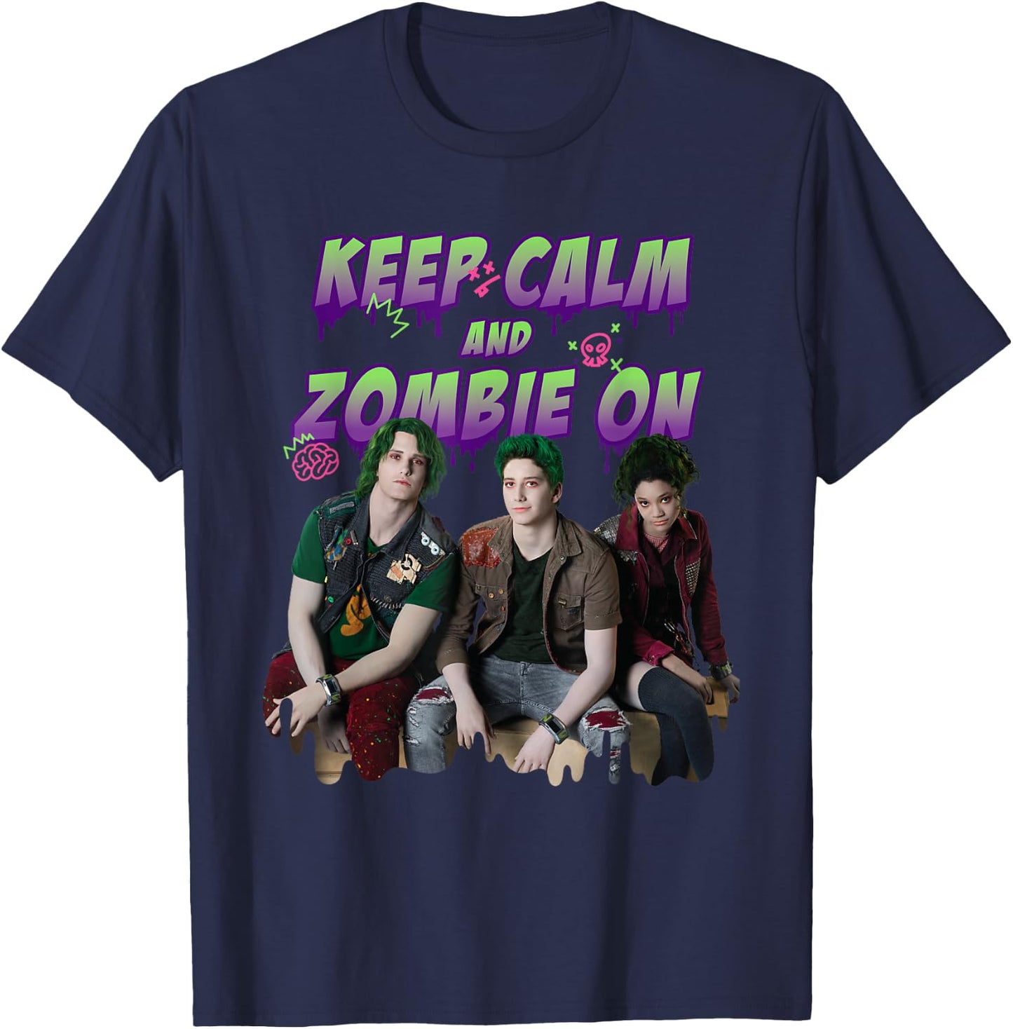 Disney Channel Zombies 2 Keep Calm and Zombie On T-Shirt - T-Shirt | Navy