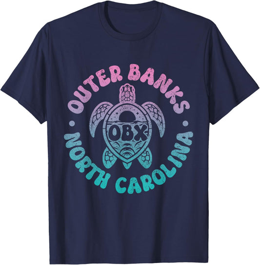 Outer Banks North Carolina Sea Turtle Beach Surf Souvenir T-Shirt - T-Shirt | Navy