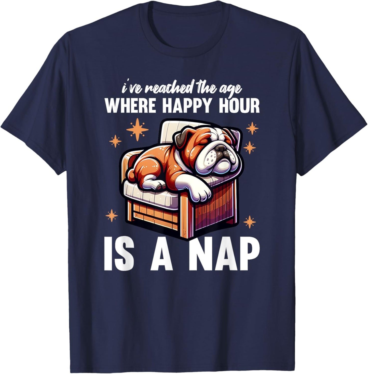 Happy Hour Is A Nap Funny Old Lady Napping Retired Design T-Shirt - T-Shirt | Navy
