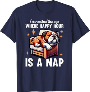 Happy Hour Is A Nap Funny Old Lady Napping Retired Design T-Shirt - T-Shirt | Navy