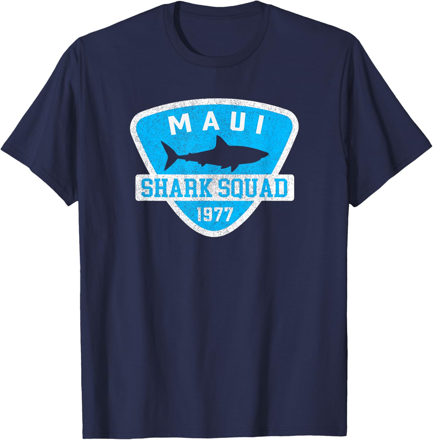 Kids Maui Hawaii Shark Souvenir Boys Vintage Beach Vacation T-Shirt - T-Shirt | Navy