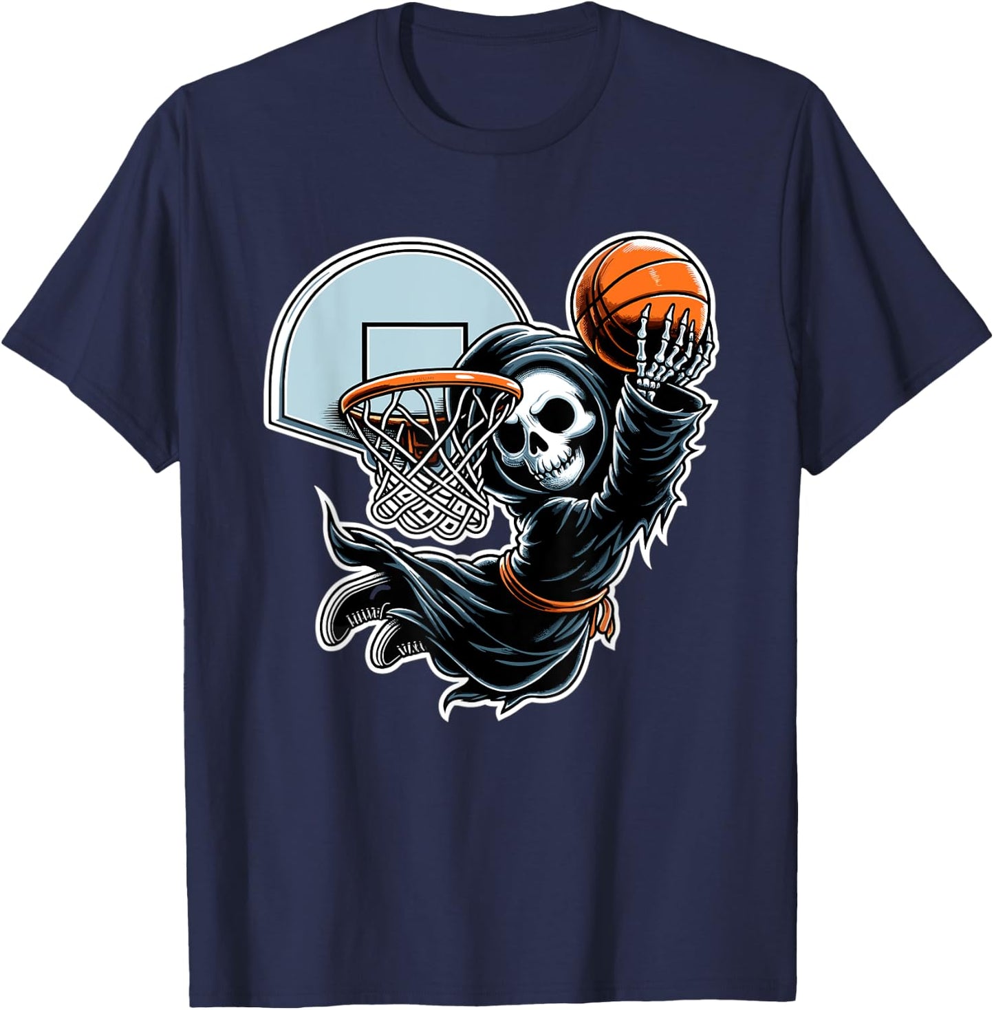 Grim Reaper Basketball Player Funny Halloween T-Shirt - T-Shirt | Navy