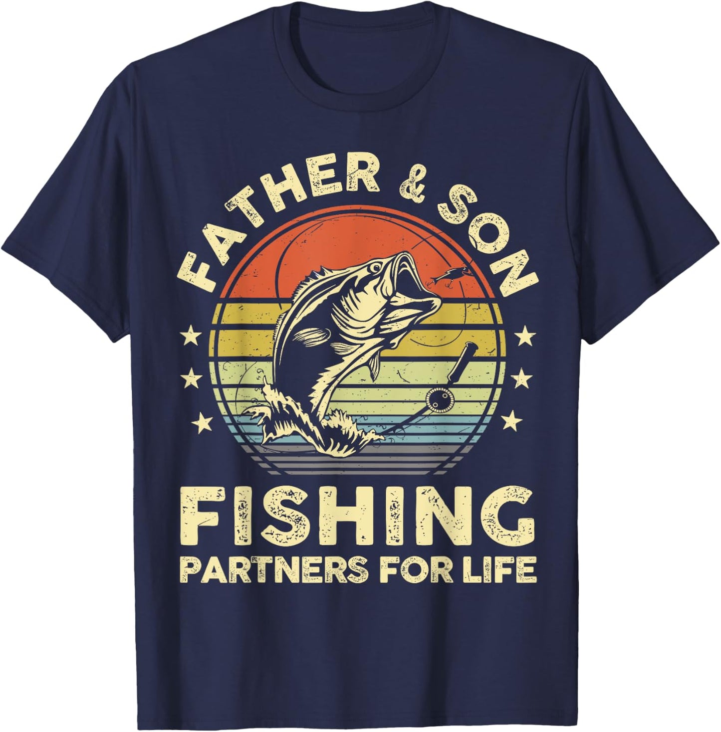 Fishing-Shirt Father Son Matching Bass Fish Funny Dad T-Shirt - T-Shirt | Navy