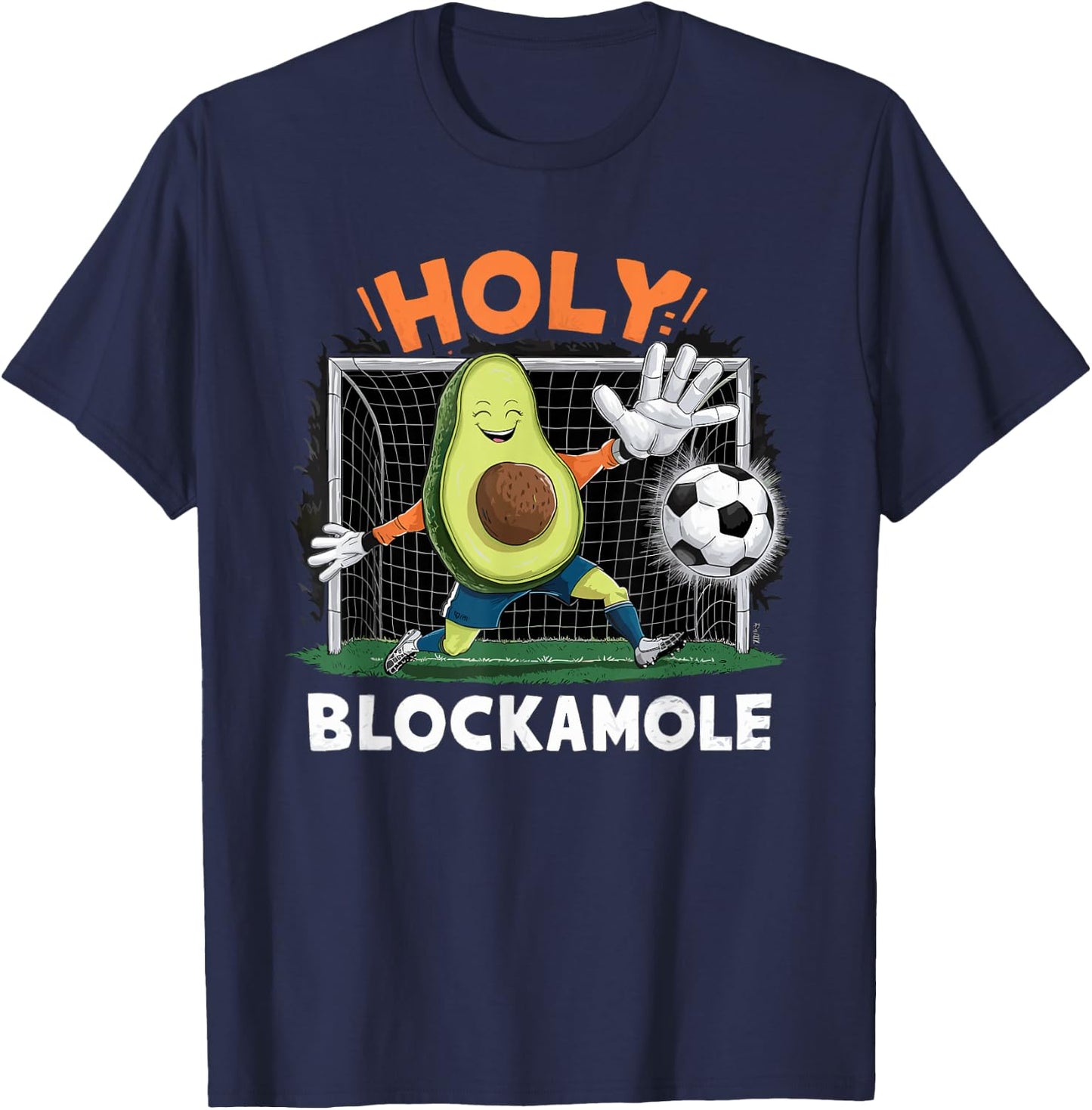 Avocado Football Player Holy Blockamole Cute Avocado Soccer T-Shirt - T-Shirt | Navy
