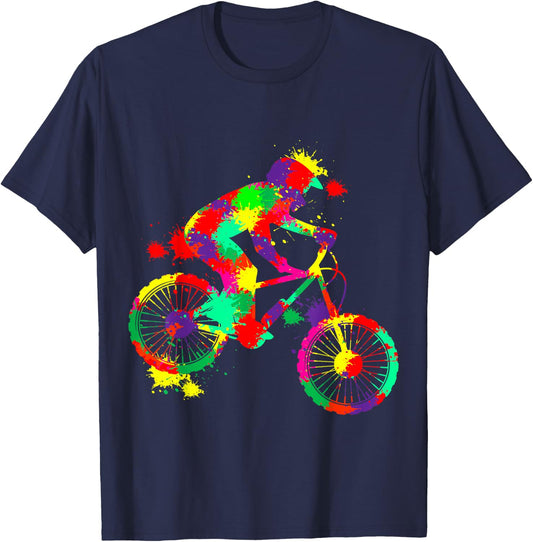 Downhill Mountain Bike Biker MTB Boys Children Men T-Shirt - T-Shirt | Navy