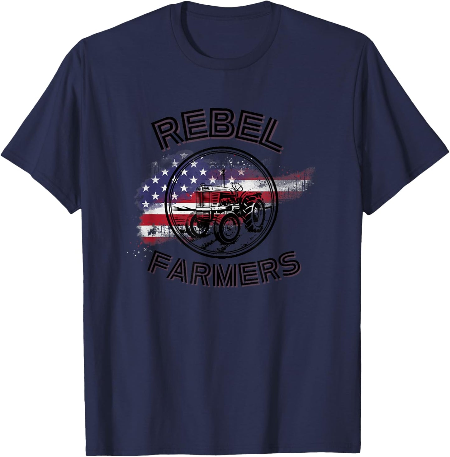 Rebel Farmers American Flag Women Men T-Shirt - T-Shirt | Navy