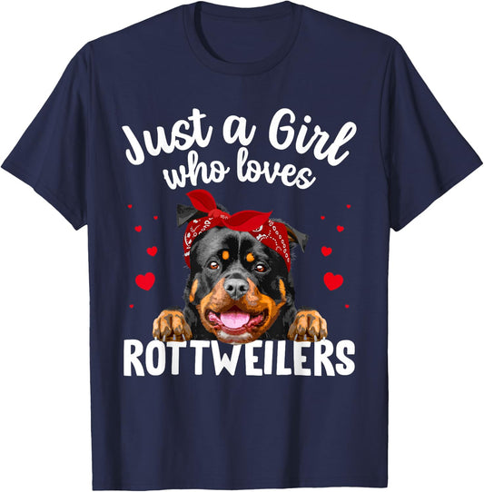 Funny Rottweiler Art Girls Rottie Rottweiler Lover T-Shirt - T-Shirt | Navy
