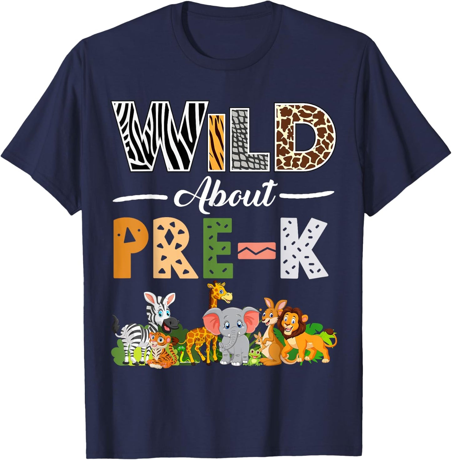 Pre-K Back To School Shirt for Teacher Kids Wild About Pre-K T-Shirt - T-Shirt | Navy