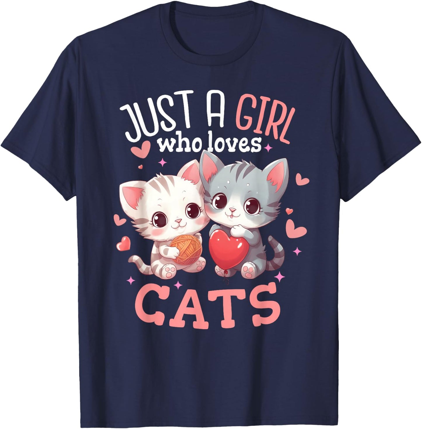 Just a girl who loves Cats Shirt Cute Cat lover Gifts T-Shirt - T-Shirt | Navy