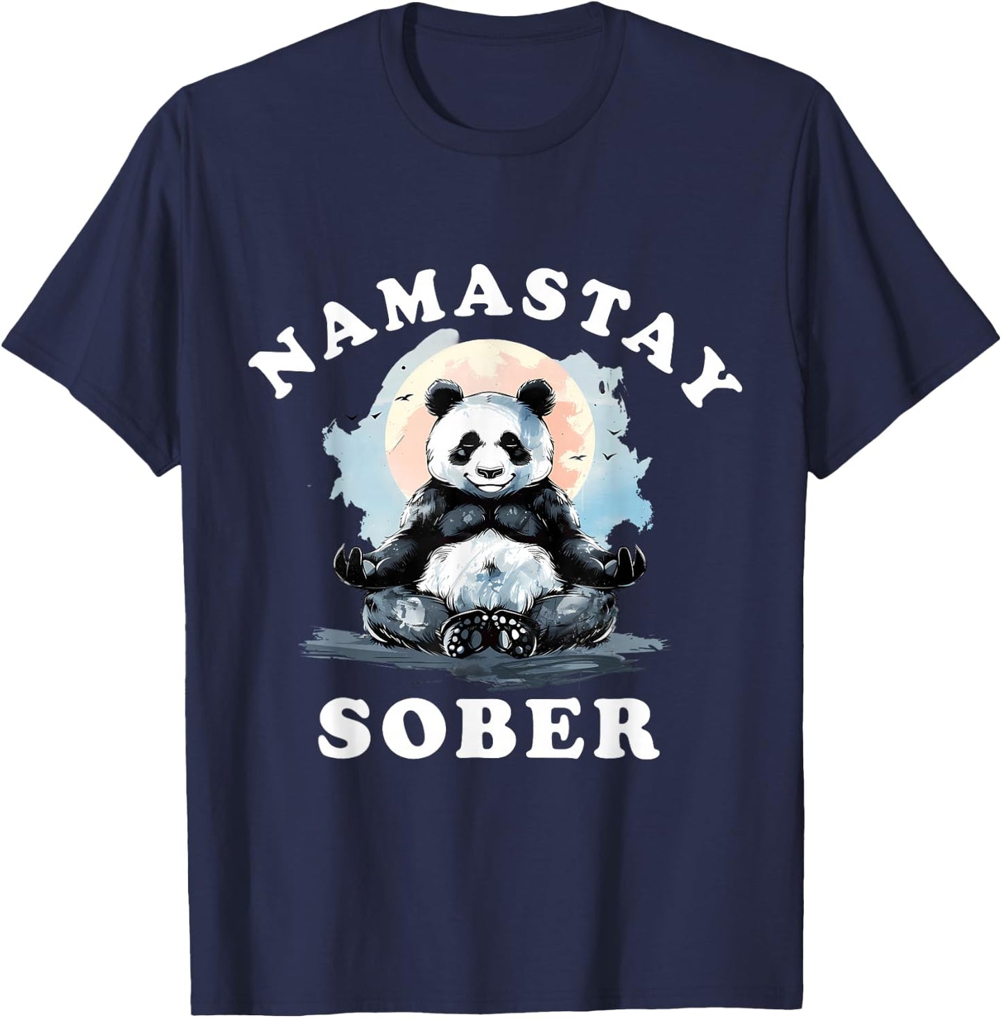 Bear Namastay Sober NA AA Alcoholics Anonymous Mediation T-Shirt - T-Shirt | Navy