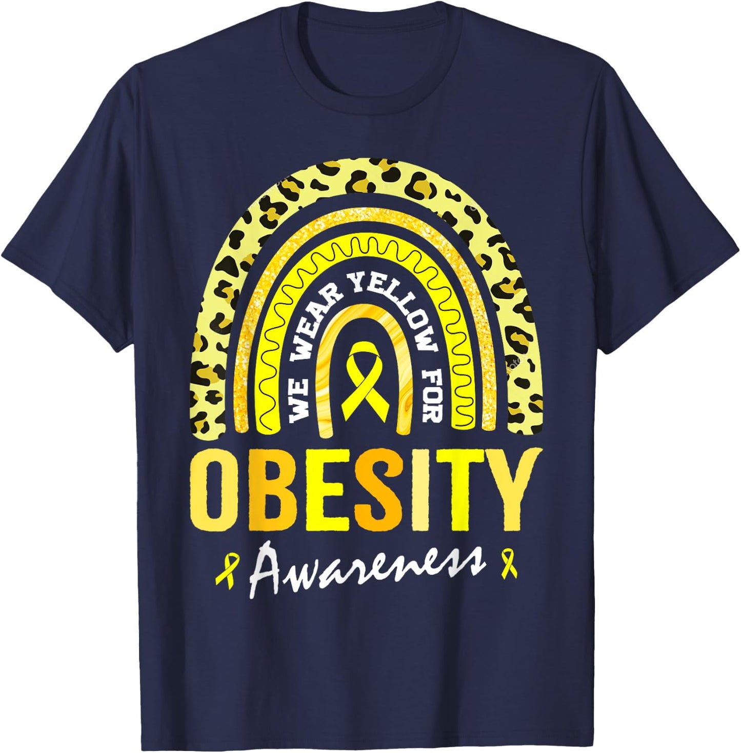 In March We Wear Yellow for Obesity Awareness T-Shirt - T-Shirt | Navy