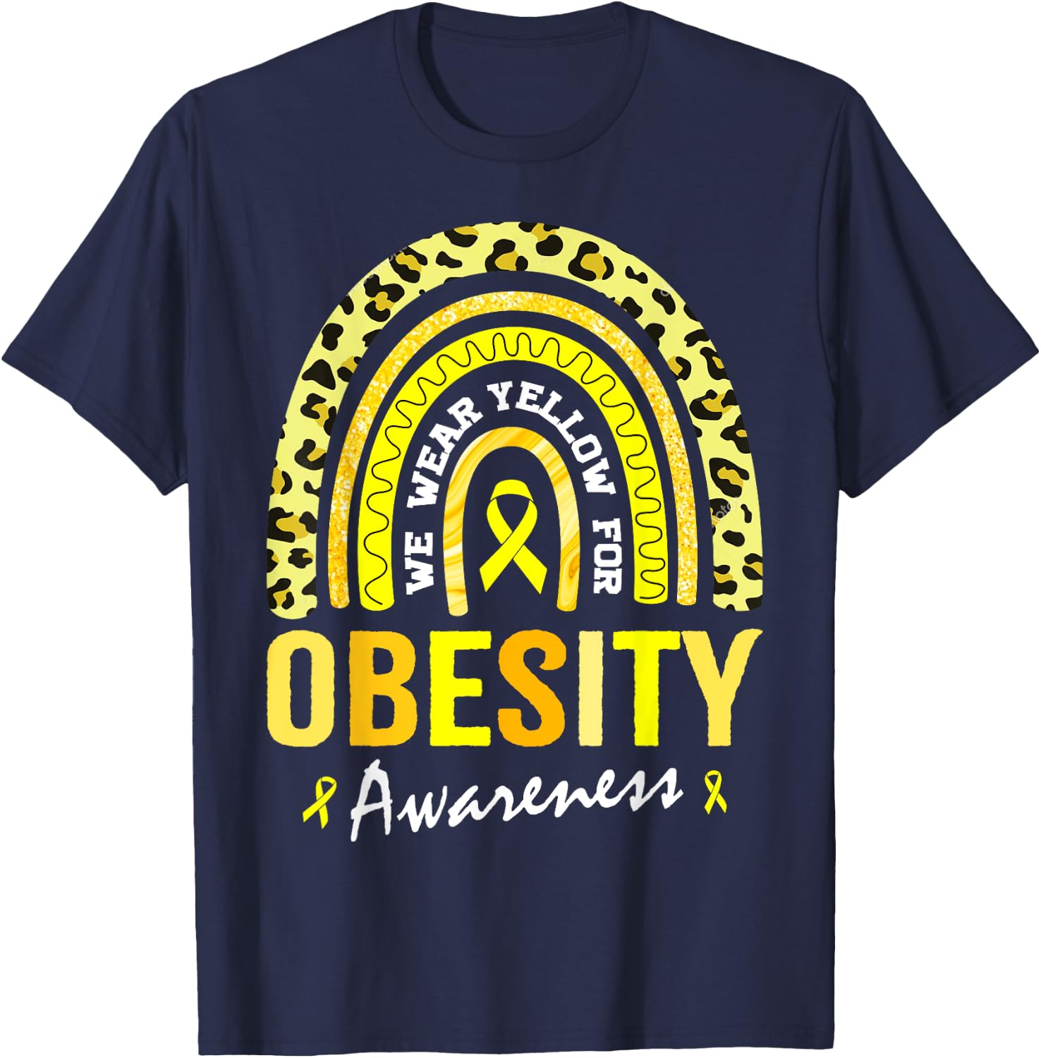 In March We Wear Yellow for Obesity Awareness T-Shirt - T-Shirt | Navy