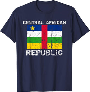 Central African Republic Flag Distressed African Men Women T-Shirt - T-Shirt | Navy