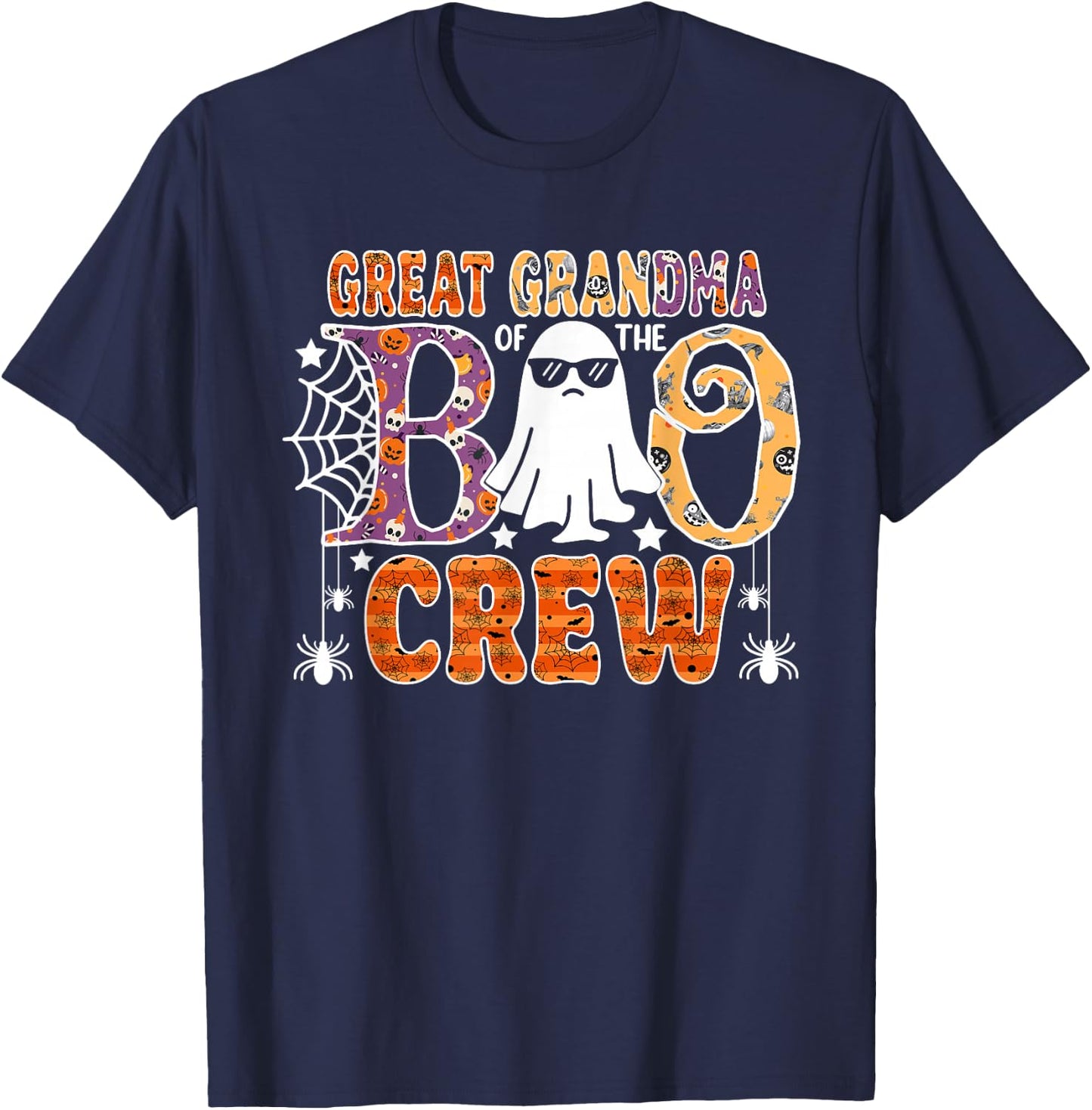 Great Grandma Of The Boo Crew Halloween Family Matching T-Shirt - T-Shirt | Navy