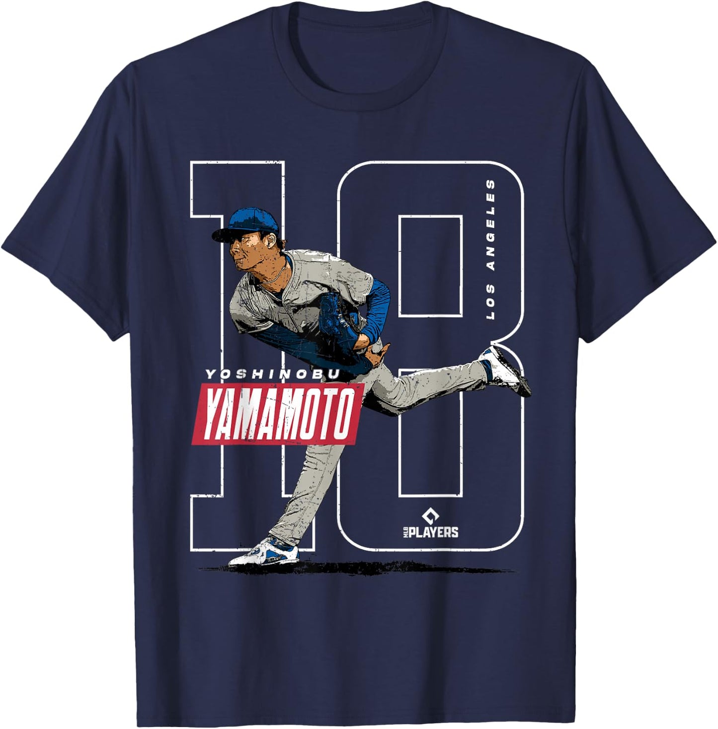 Yoshinobu Yamamoto | Baseball MLB Players | MLBYAM3005 T-Shirt - T-Shirt | Navy