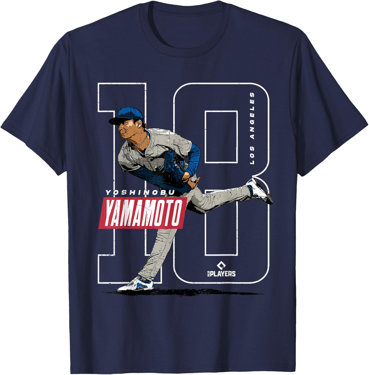 Yoshinobu Yamamoto | Baseball MLB Players | MLBYAM3005 T-Shirt - T-Shirt | Navy