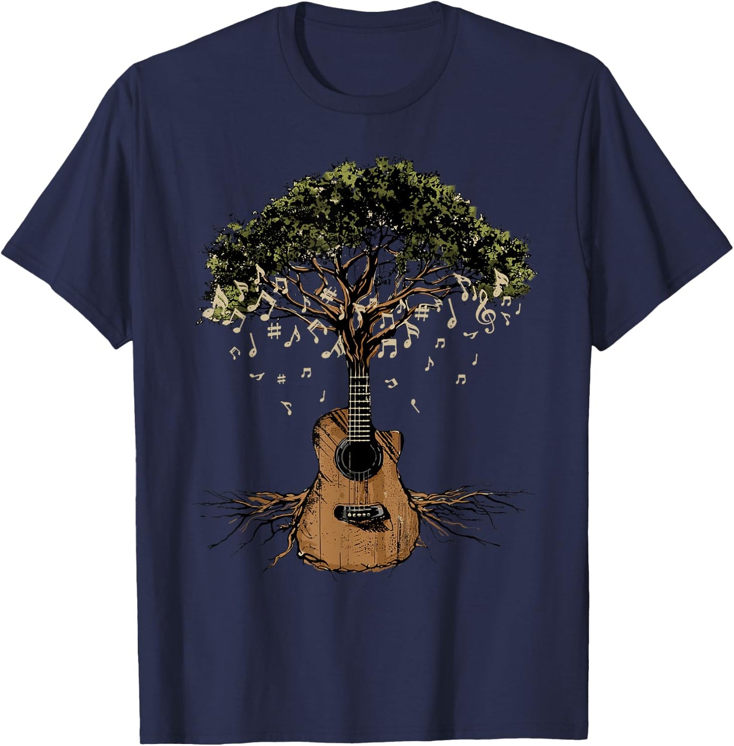 Acoustic Guitar Shirt Tree of Life Guitar Player Guitarist T-Shirt - T-Shirt | Navy