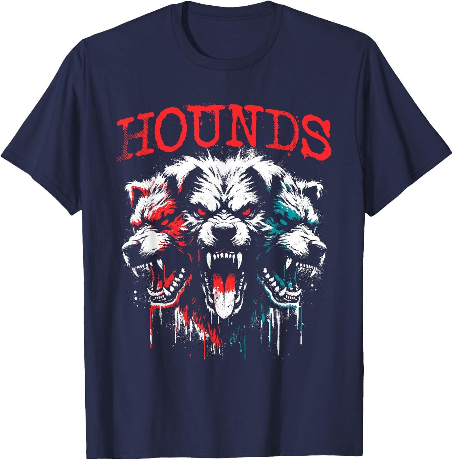 Cerberus - Creepy Three-Headed Hound Of Haides Halloween T-Shirt - T-Shirt | Navy