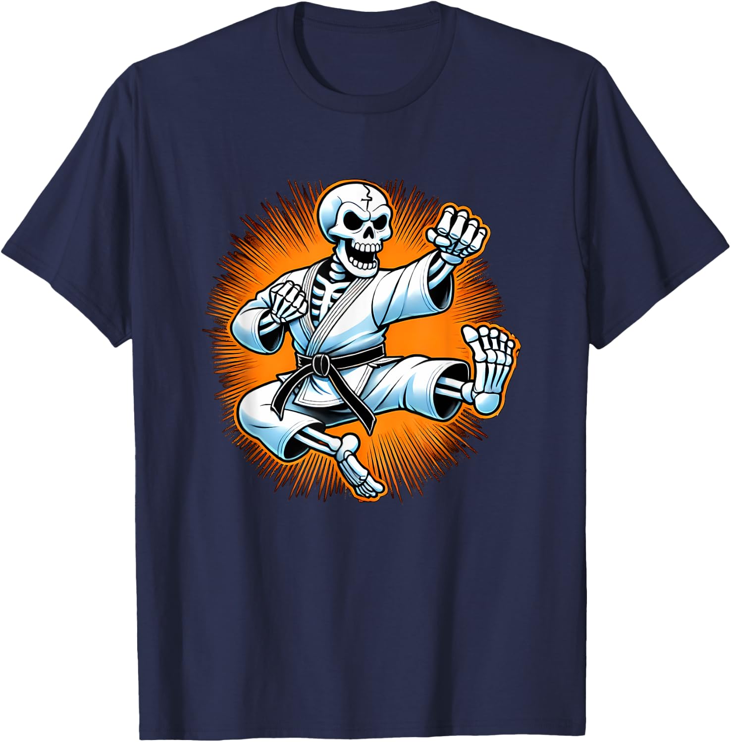 Halloween Skeleton Karate T-Shirt - T-Shirt | Navy