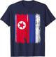North Korea Russia Half Flag North Korean Russian Jersey T-Shirt - T-Shirt | Navy
